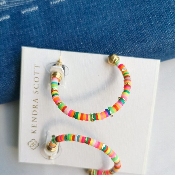 Kendra Scott Reece Gold Neon Mix Small Hoop Earrings - Picture 3 of 3